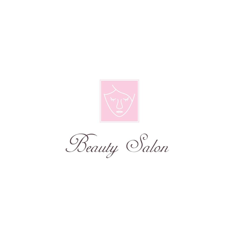skönhet kvinnor salong med box form logotyp design vektor