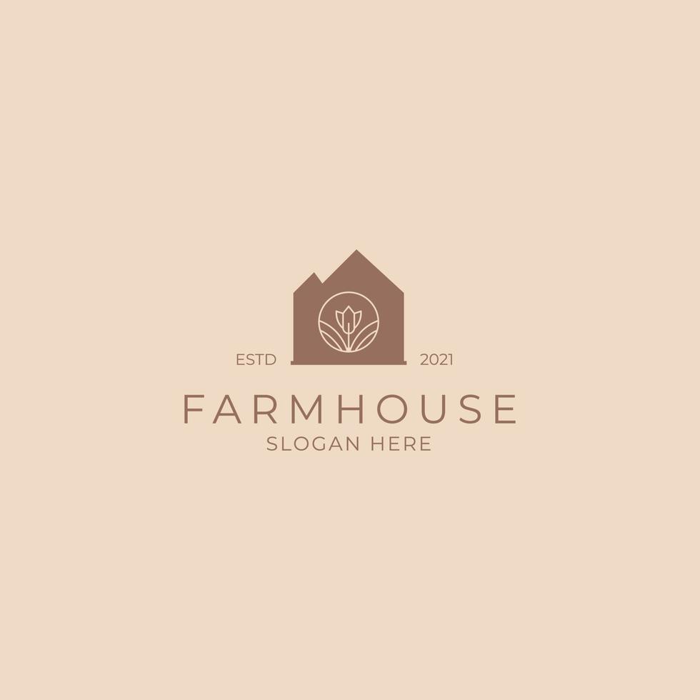 Silhouette des Bauernhaus-Landwirtschafts-Logo-Designs vektor