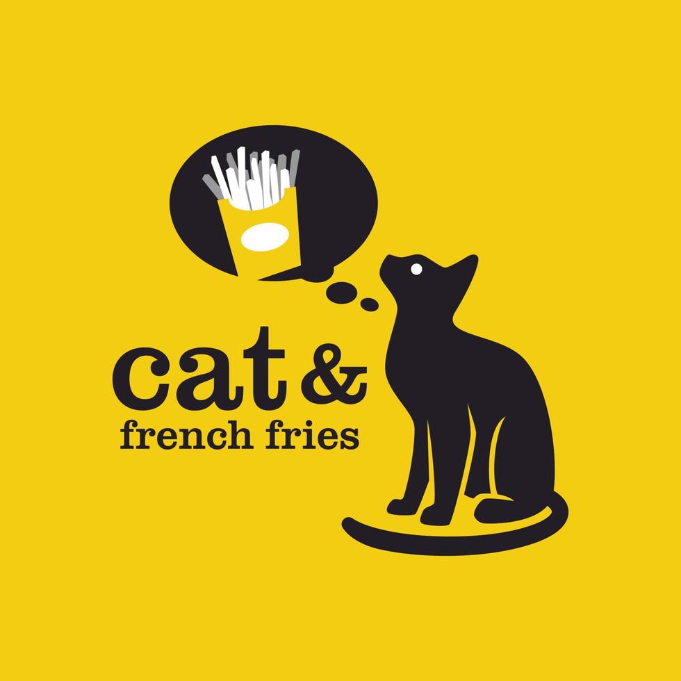 cat fries logotyp vektor