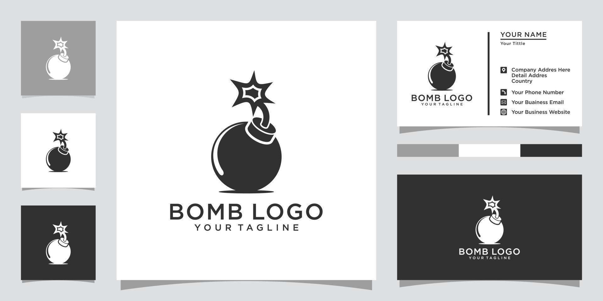 bomb vektor logotyp design med brinnande veke