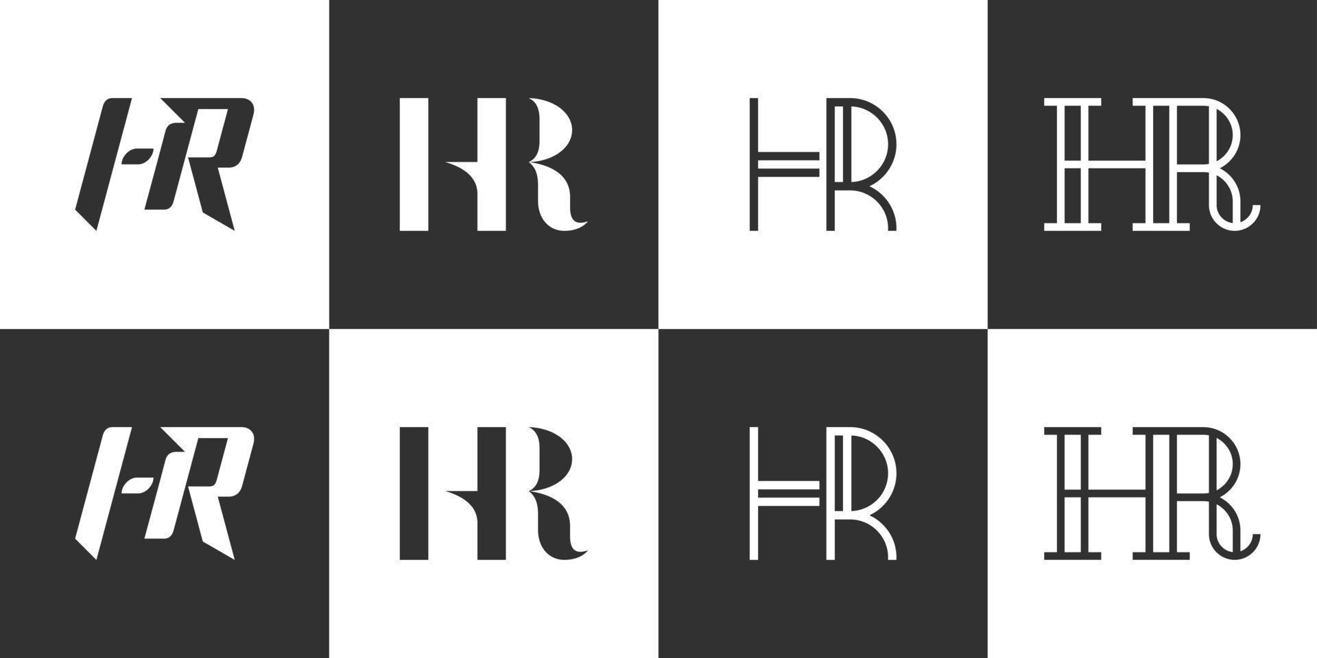 satz von hr- oder rh-buchstaben-logo-design-vektor vektor