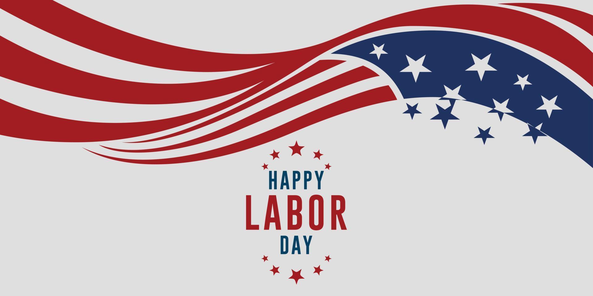 Happy Labor Day Vektor-Grußkarte oder Einladungskarte. Illustration eines amerikanischen Nationalfeiertags mit einer US-Flagge. vektor
