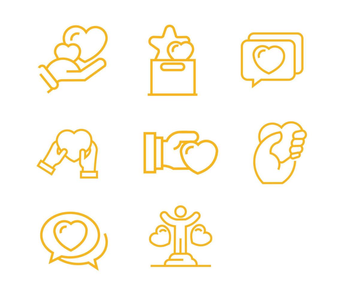 Vektordesign, Lieblings- oder Liebesartikelform-Icon-Set vektor