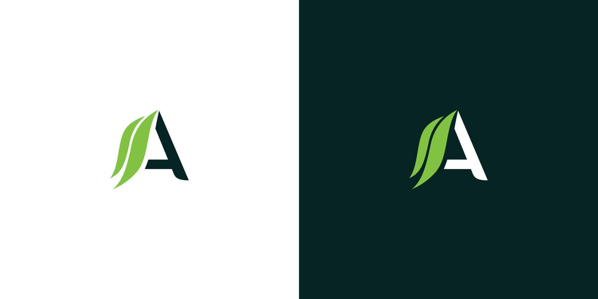 minimalistisk och modern inledande bokstav a leaf logotypdesign 2 vektor