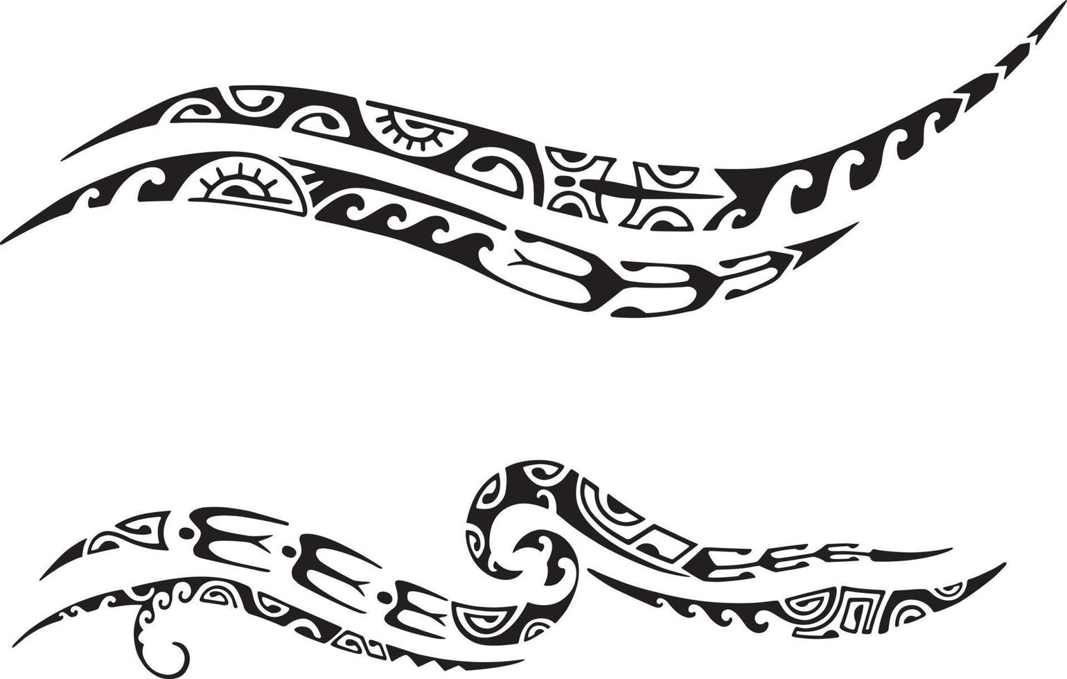 polinset av tatuering maori design. etnisk dekorativ orientalisk prydnad. art tribal tatuering. vektor skiss av en tatuering maori.