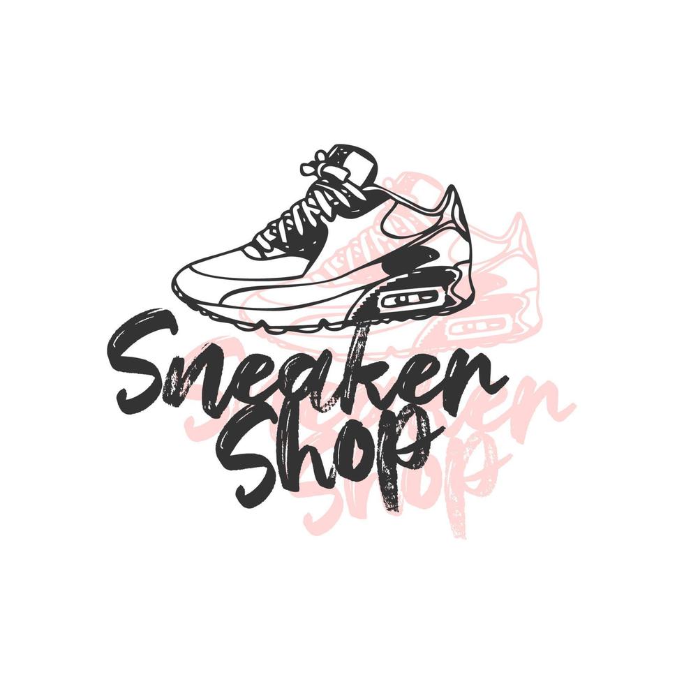 design av logotyp för sneakersbutik. skoaffär. sneaker vektor illustration