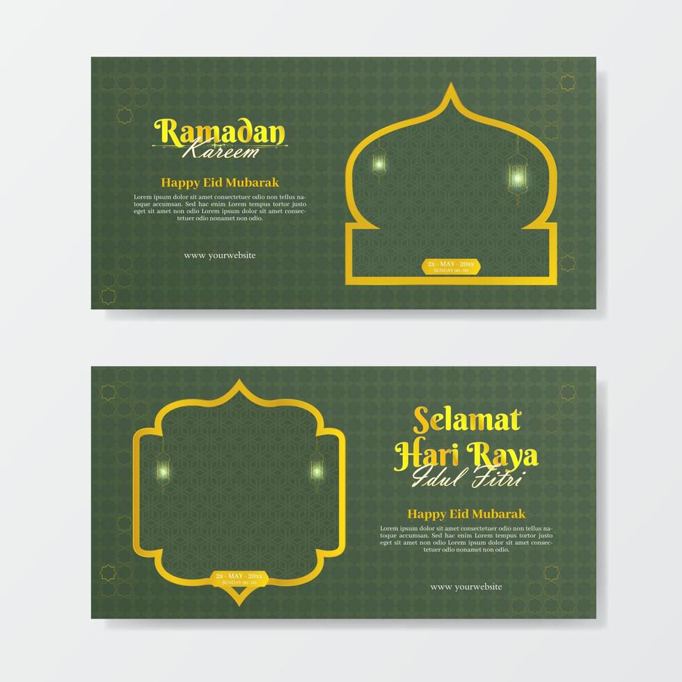 ramadan kareem banner vorlage grüne farbe mit texteffekt vektor