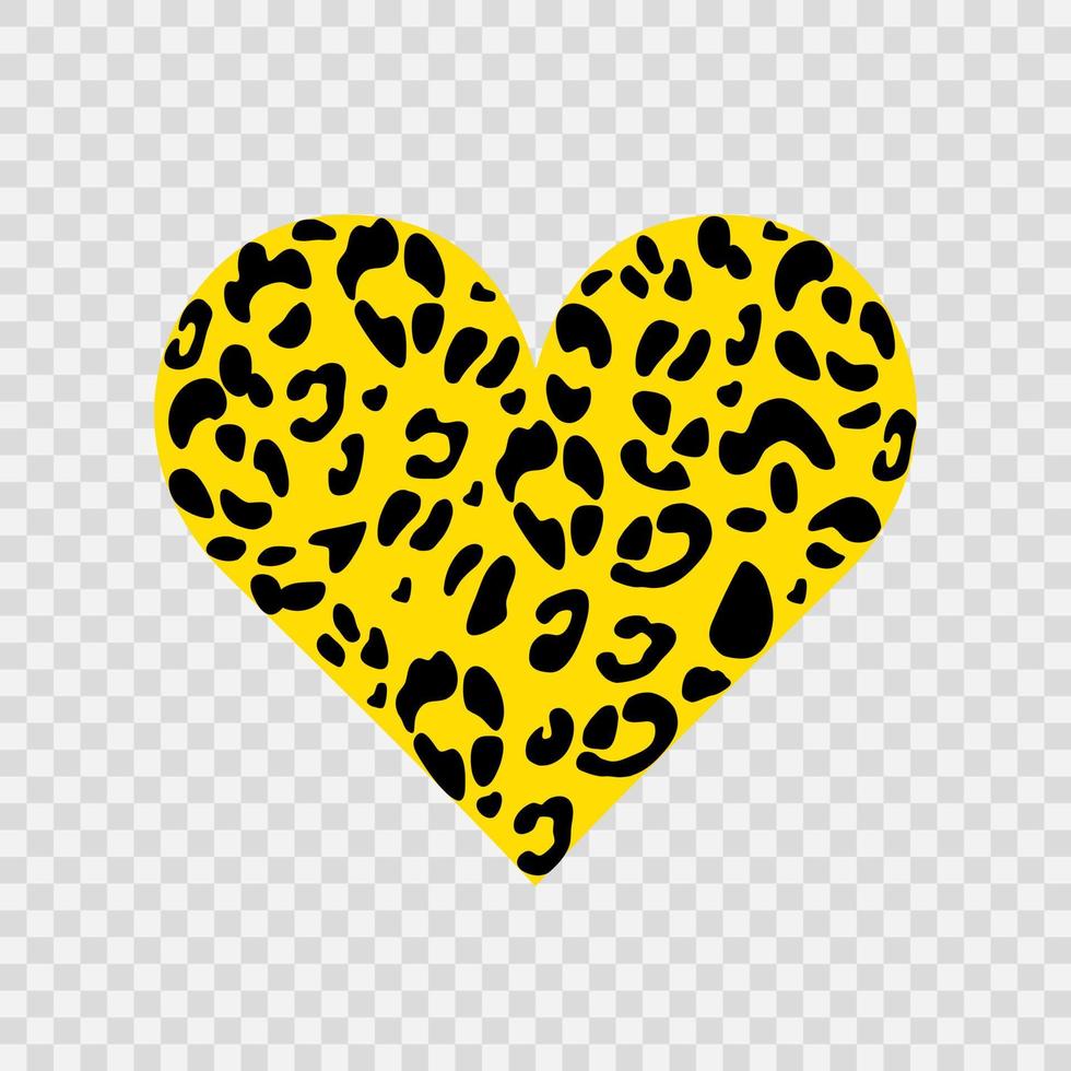 leopardhjärtat är gult. lämplig för tryck på kläder. en symbol för kärlek. vektor handritade illustration.