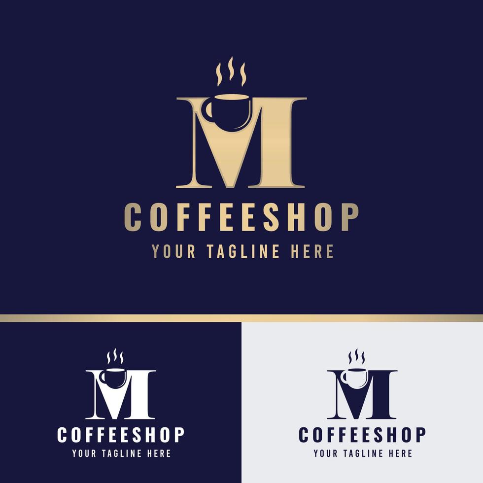 bokstaven m kaffe logotyp vektor