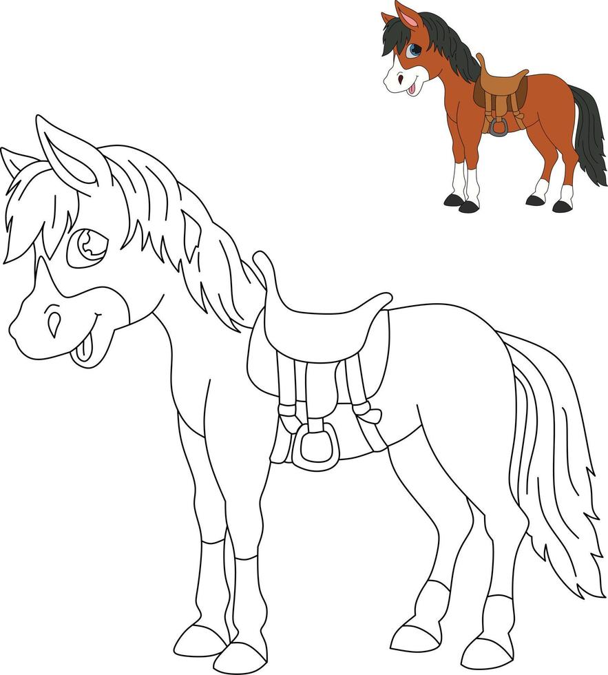 häst tecknad för målarbok vektor