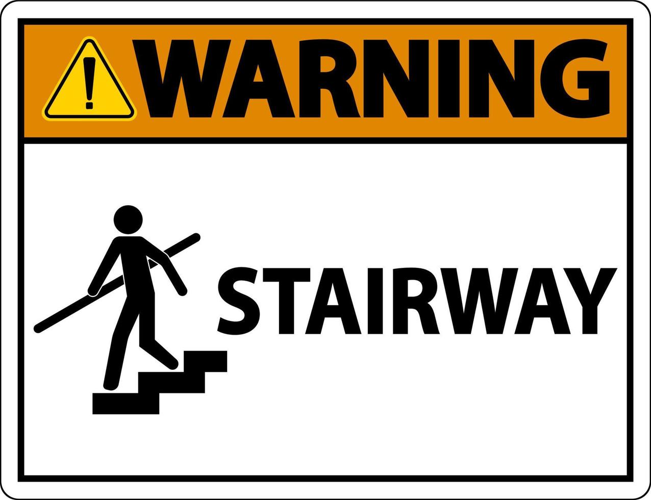 Treppenhaus-Warnschild auf weißem Hintergrund vektor