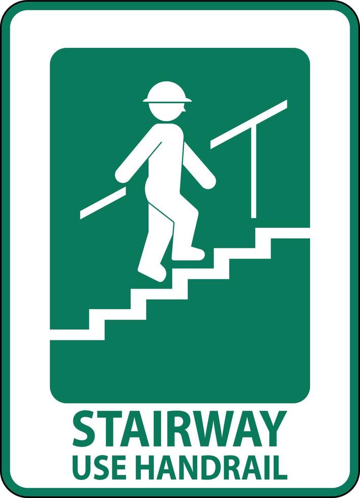 Treppe verwenden Geländer Zeichen auf weißem Hintergrund vektor