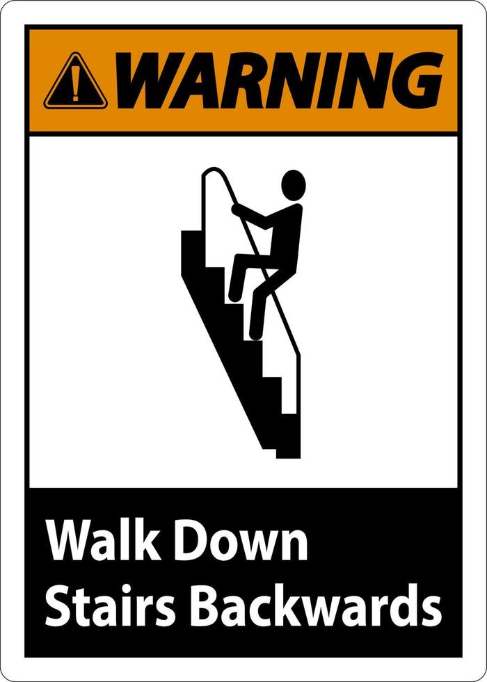 Warnschild Treppe hinuntergehen rückwärts vektor