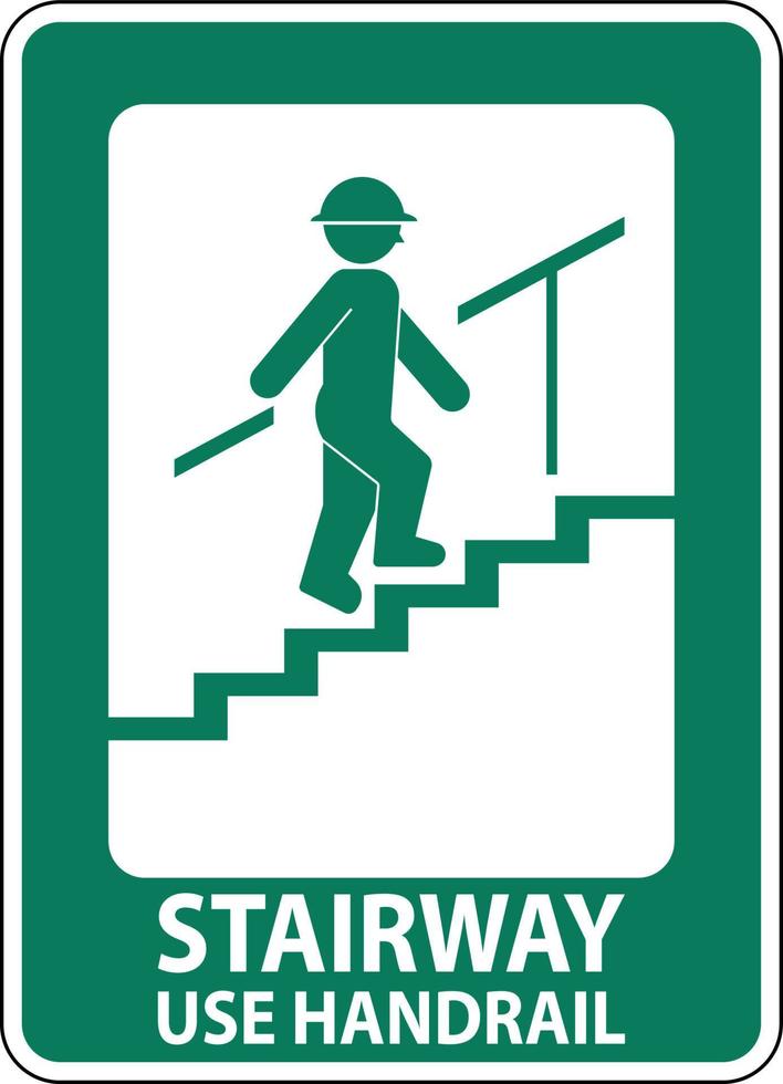 Treppe verwenden Geländer Zeichen auf weißem Hintergrund vektor