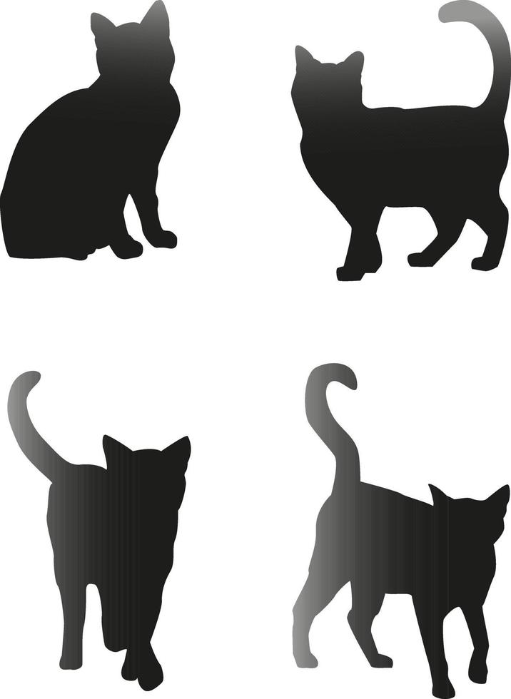 Katzen setzen schwarze Silhouette isolierter Vektor