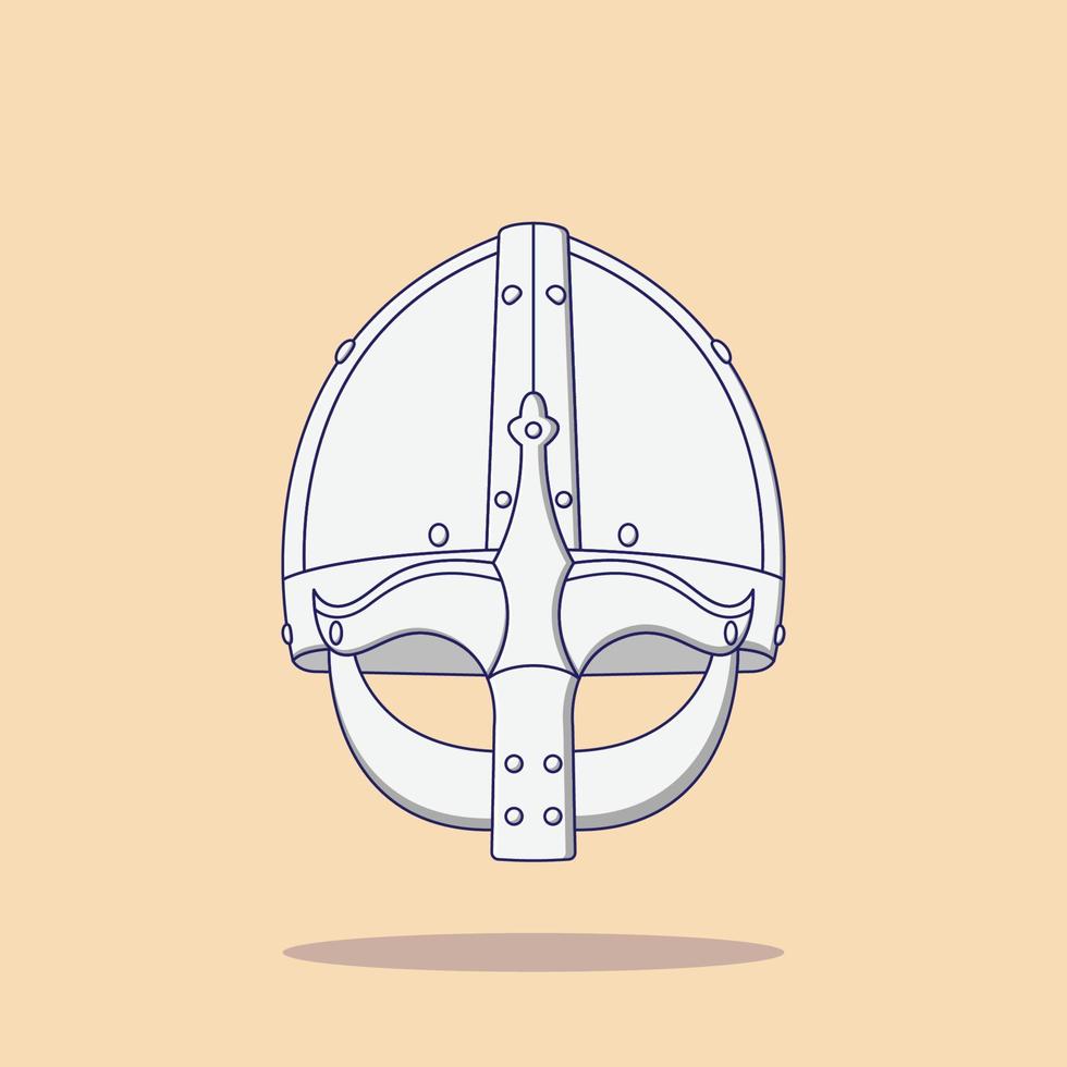 Wikinger-Helm-Vektor-Symbol-Illustration. mittelalterlicher Rüstungsvektor. flacher karikaturstil geeignet für web-landingpage, banner, flyer, aufkleber, tapete, hintergrund vektor
