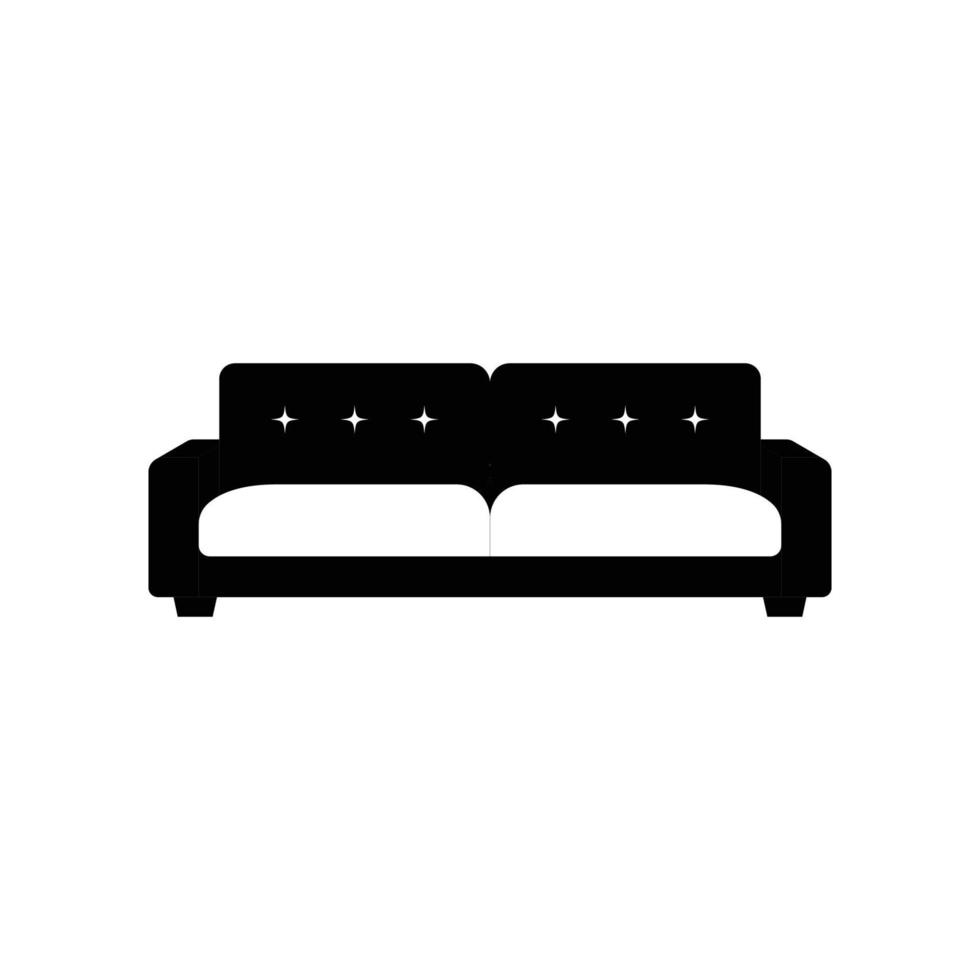 Sofa-Silhouette. Schwarz-Weiß-Icon-Design-Element auf isoliertem weißem Hintergrund vektor