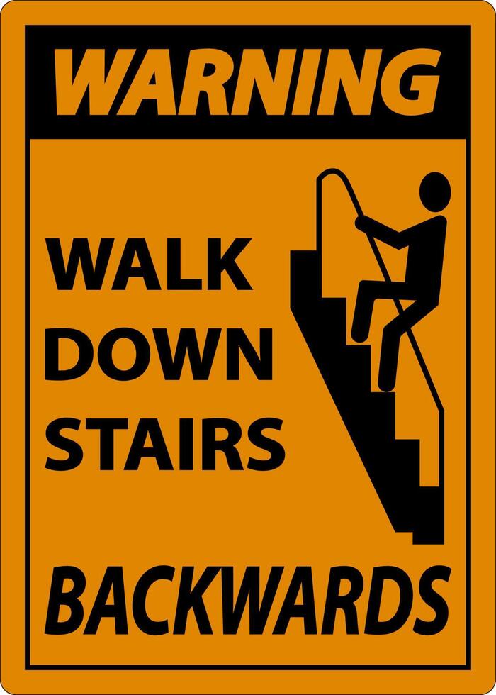 Warnschild Treppe hinuntergehen rückwärts vektor