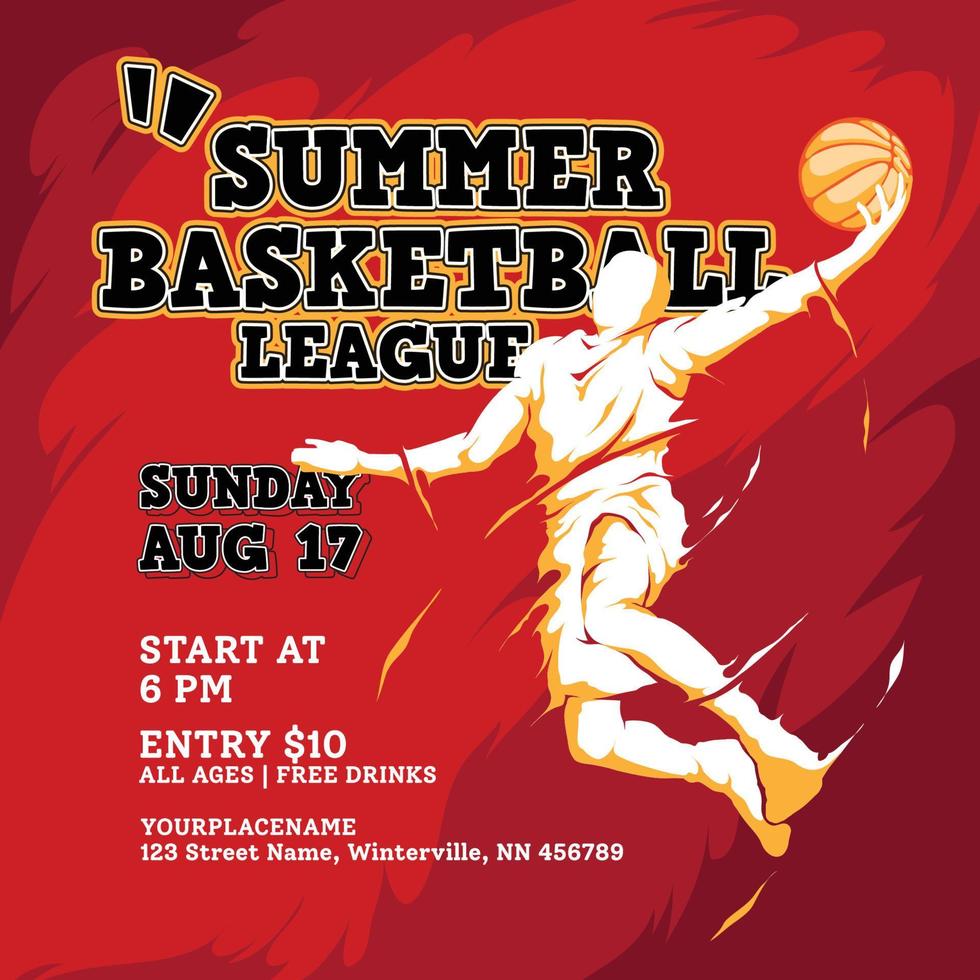 Flyer-Vorlage für die Basketball-Sommerliga vektor