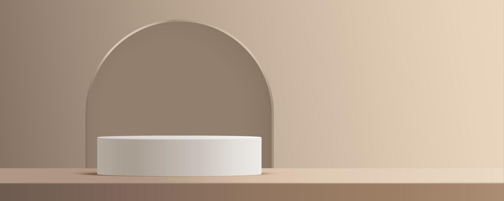 produkt podium mockup med abstrakt bakgrund på beige och vit bakgrund, vektor 3d illustration