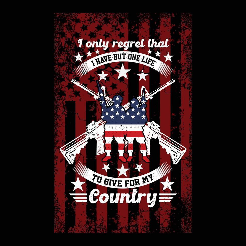 ich bedauere nur das t-shirt-design des amerikanischen soldaten der usa-armee, flagge, kunstwerk, illustration, hintergrund vektor