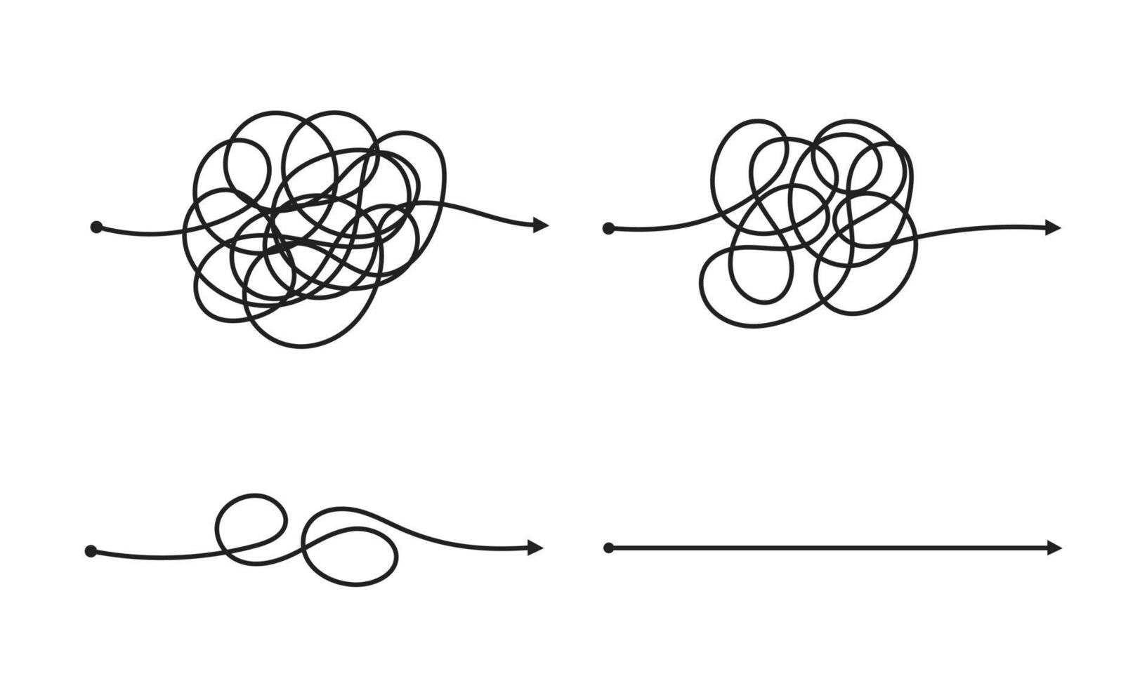 komplext och enkelt enkelt sätt från början till slut vektorillustrationsuppsättning. vektor