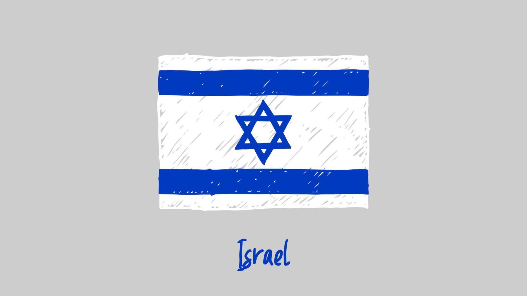 israel.eisrael national country flag marker oder bleistiftskizze illustrationsvektor vektor