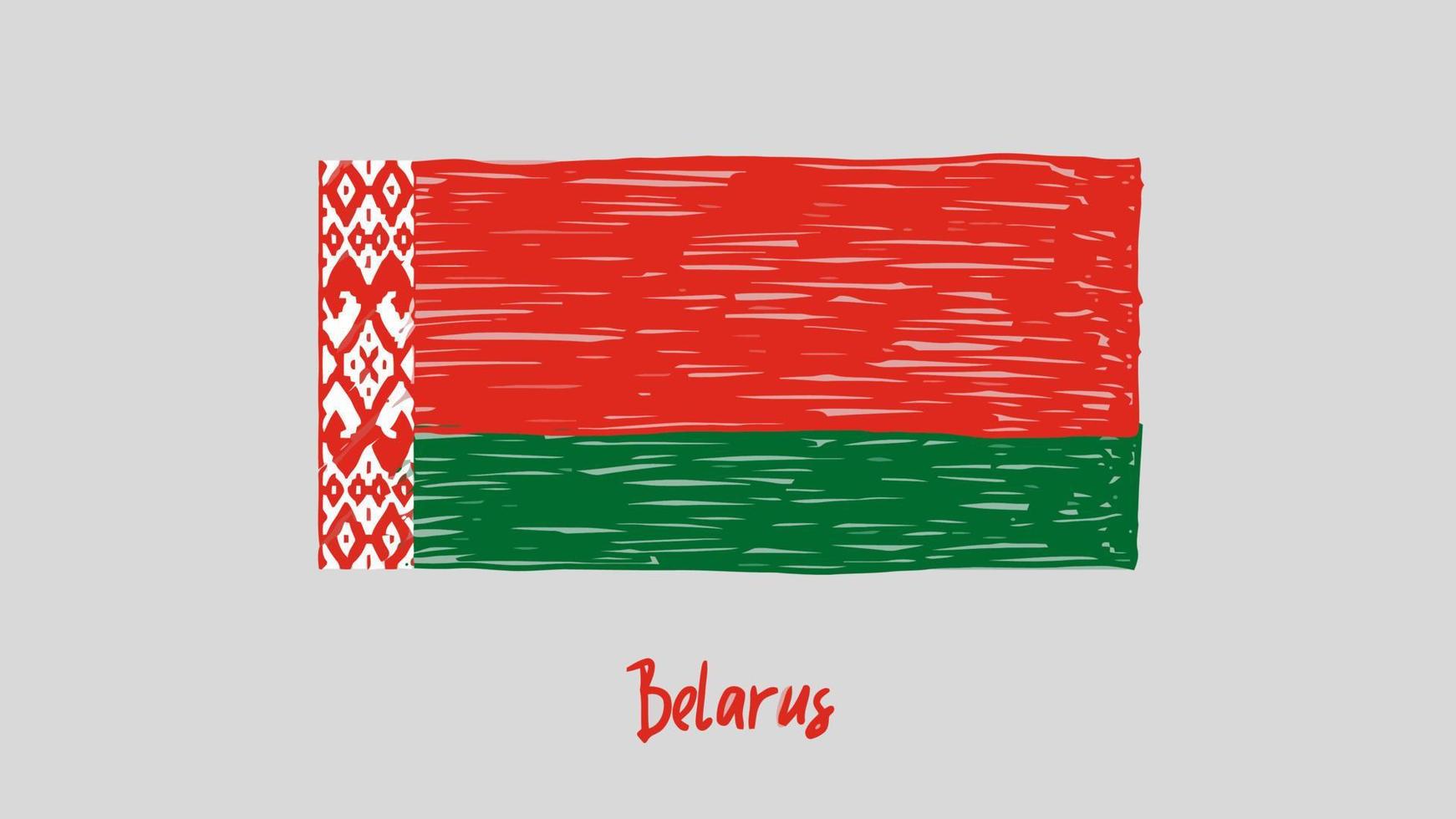 Vitryssland nationella flagga markör eller pennskiss illustration vektor