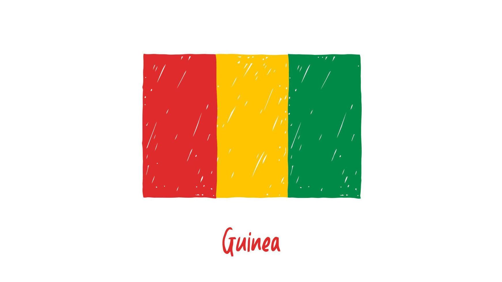 guinea national country flag marker oder bleistiftskizze illustrationsvektor vektor