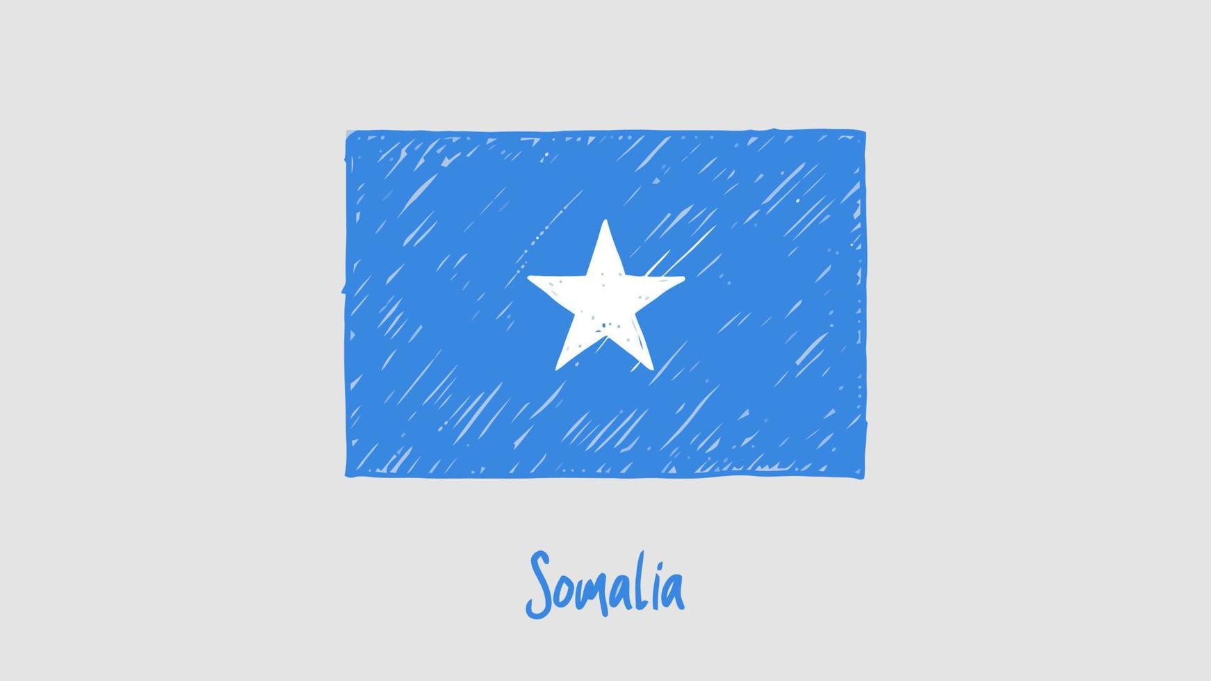 somalia nationella flagga markör eller pennskiss illustration vektor