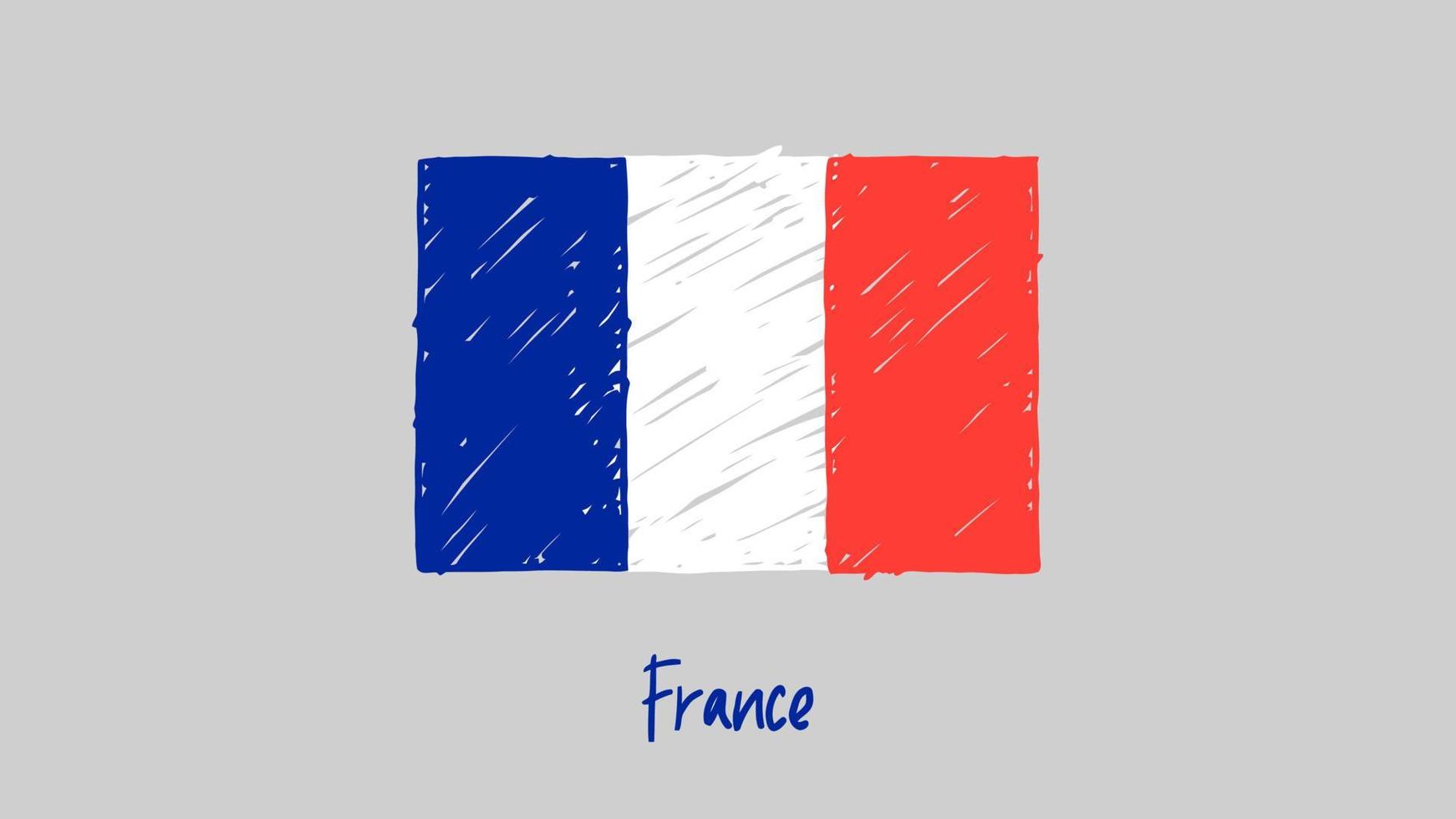 frankreich nationaler landesflaggenmarker oder bleistiftskizzenillustrationsvektor vektor