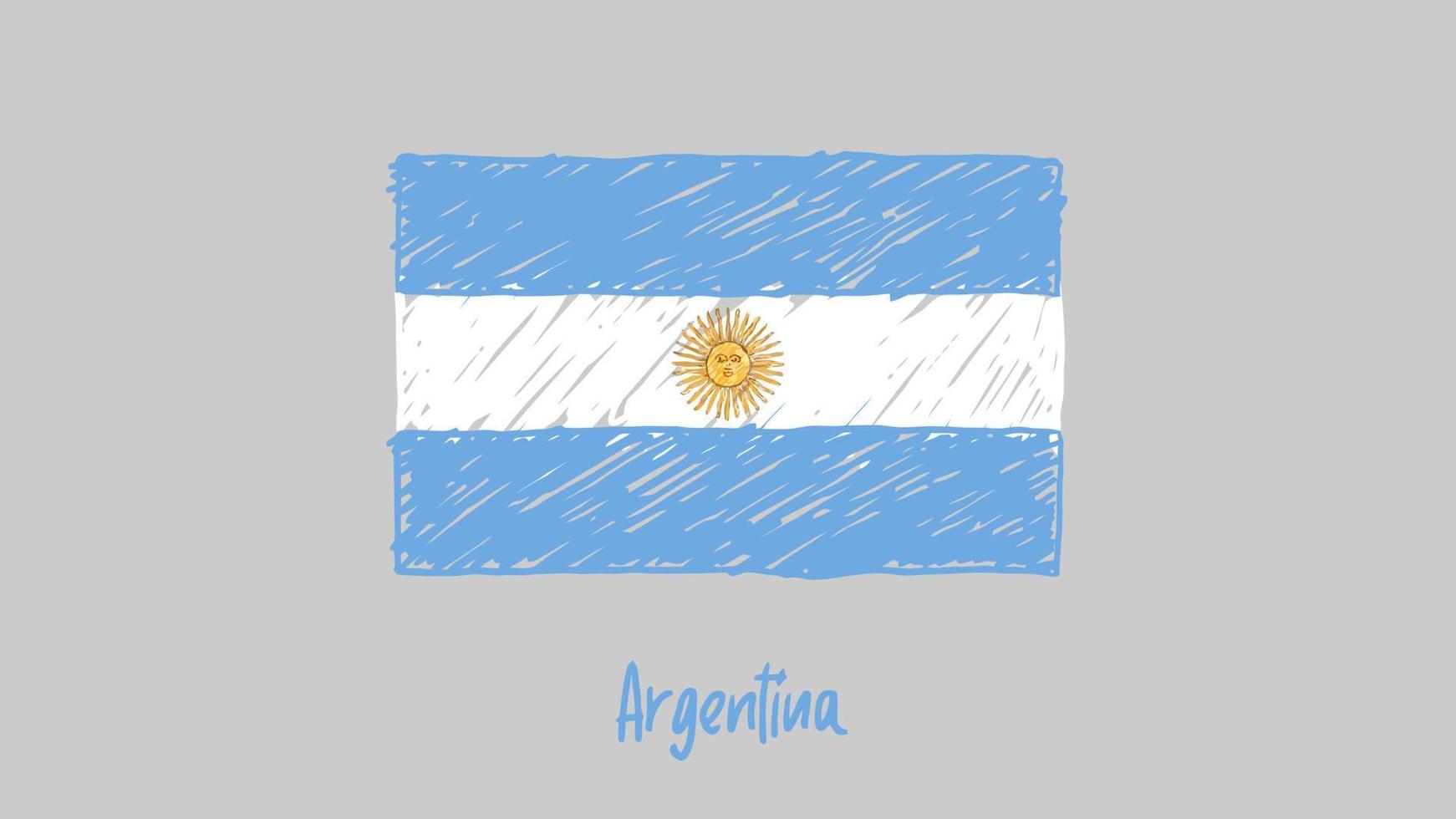 argentinien nationaler landesflaggenmarker oder bleistiftskizzenillustrationsvektor vektor