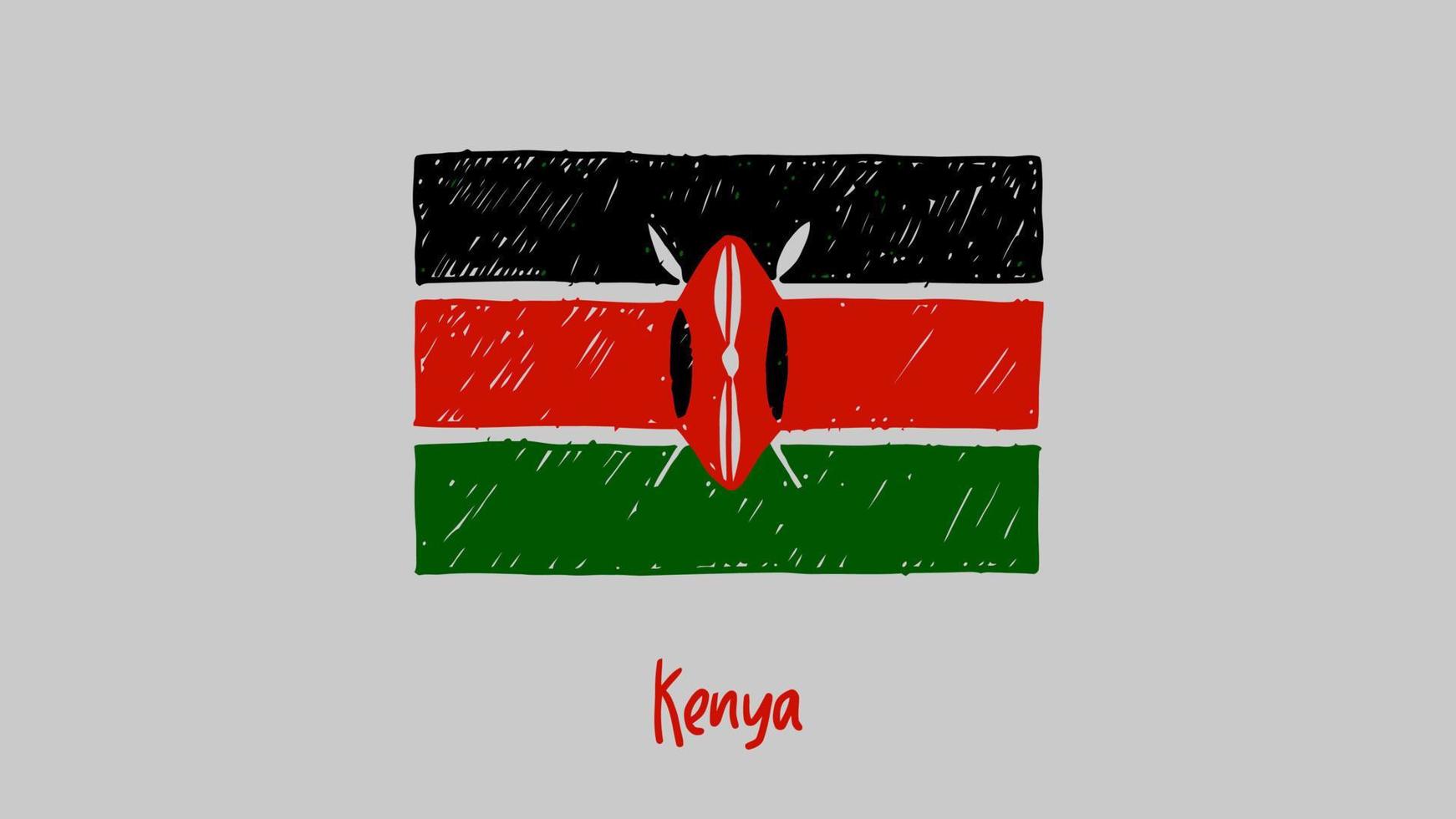 kenia national country flag marker oder bleistiftskizze illustrationsvektor vektor