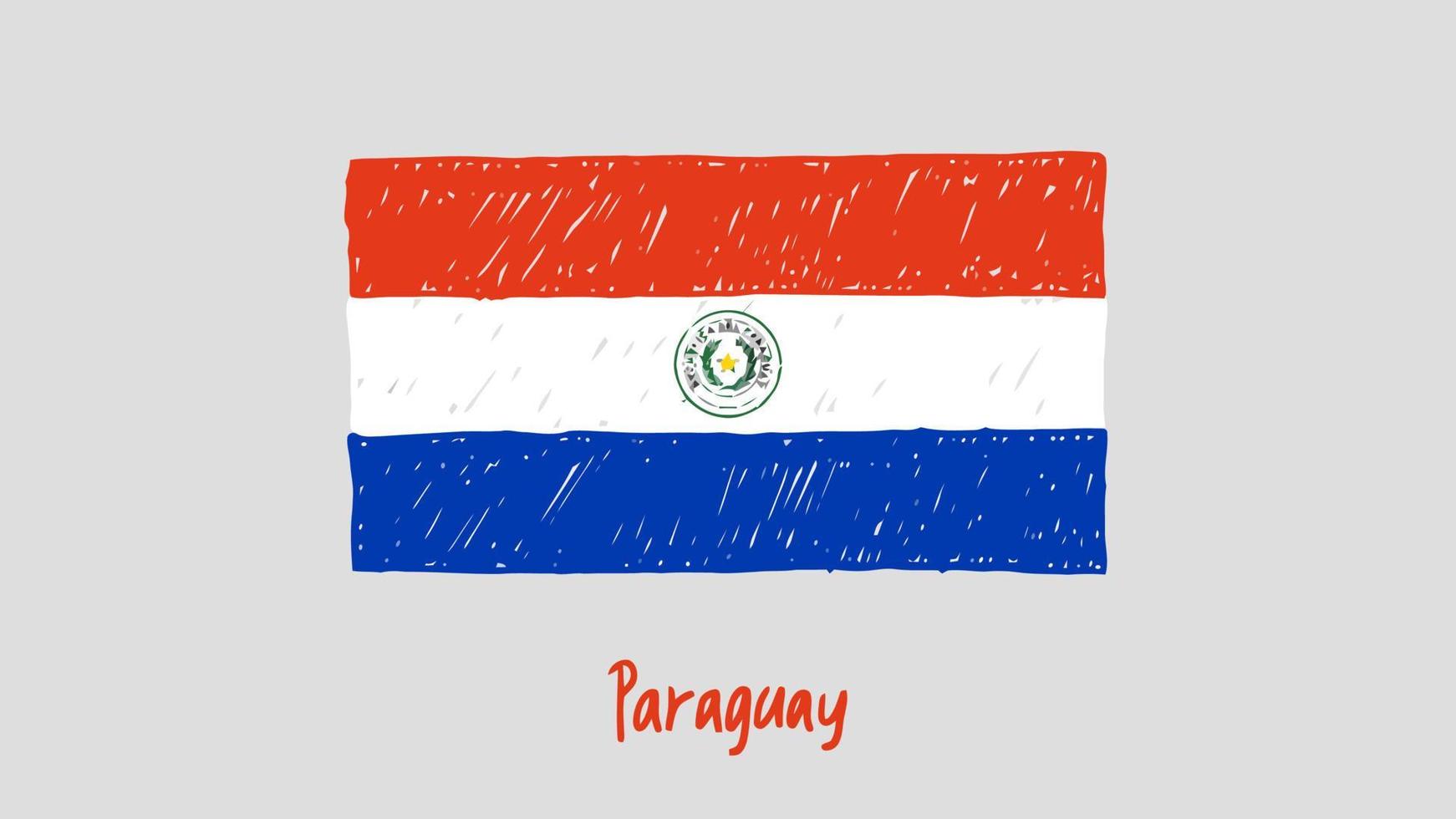 Paraguay National Country Flag Marker oder Bleistiftskizze Illustrationsvektor vektor