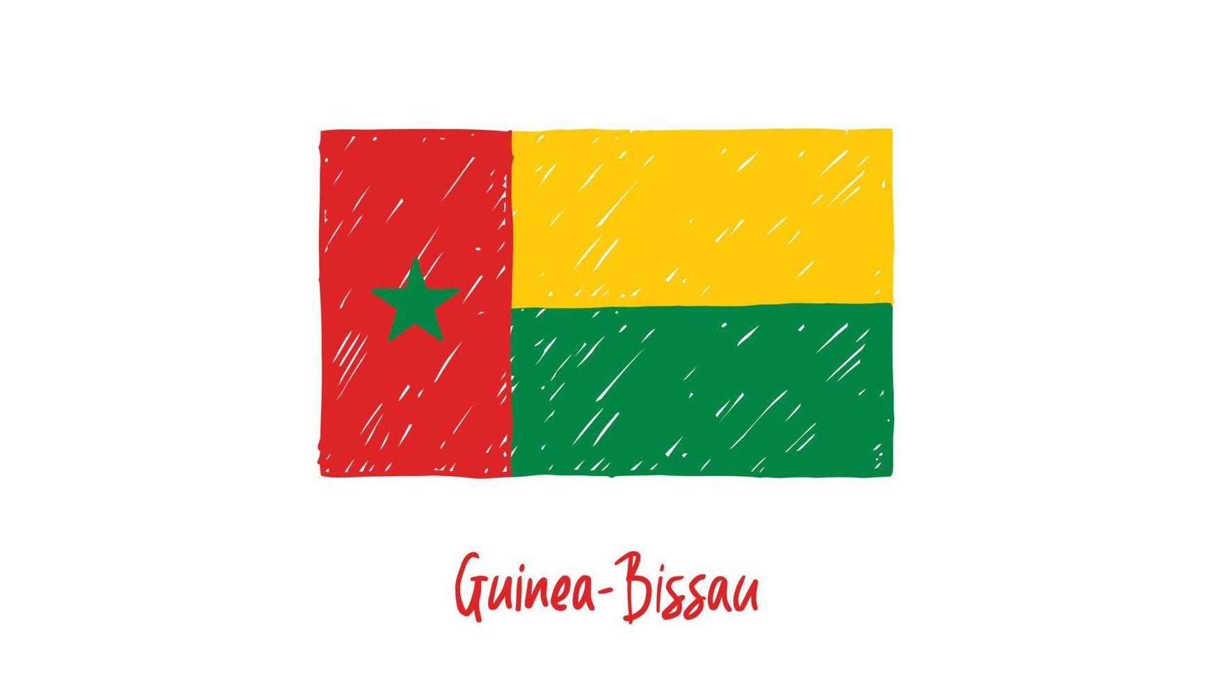 guinea-bissau national flag marker oder bleistiftskizze illustrationsvektor vektor