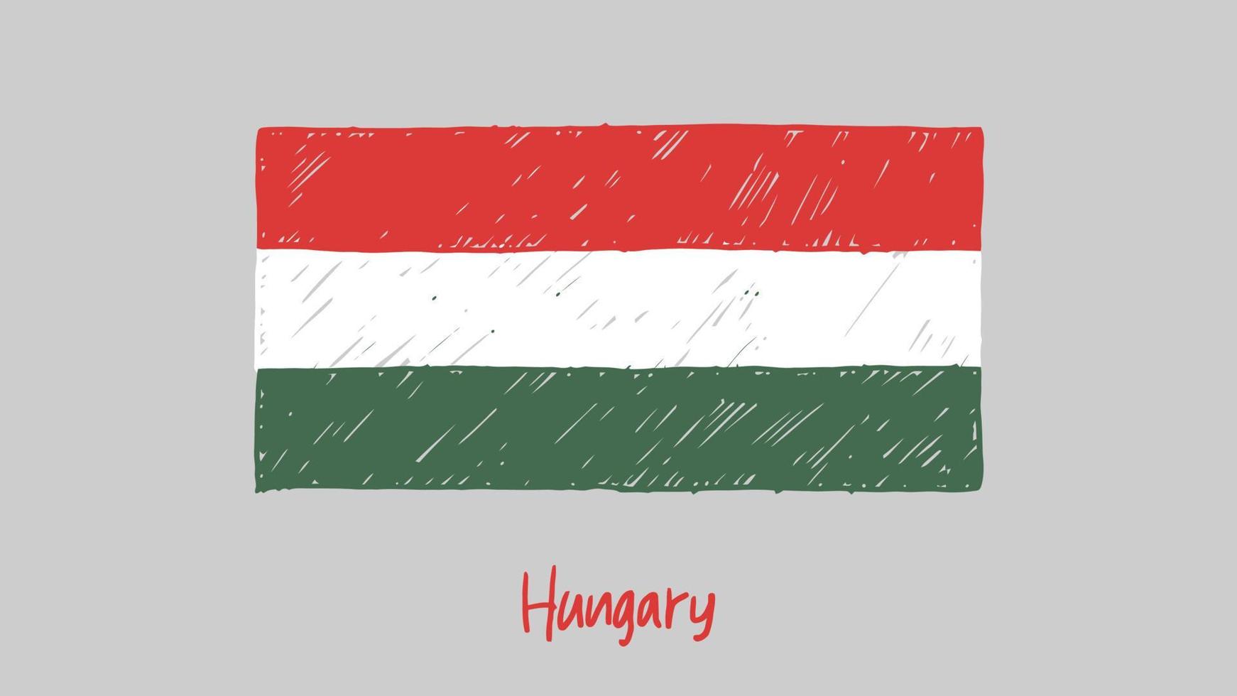 ungarische landesflaggenmarkierung oder bleistiftskizzenillustrationsvektor vektor