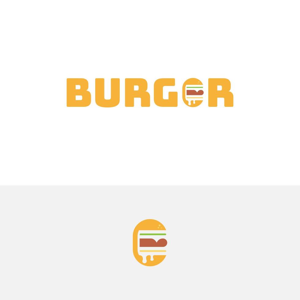 hamburgare som bildar bokstaven e, bokstaven e burgerlogotypdesign vektor