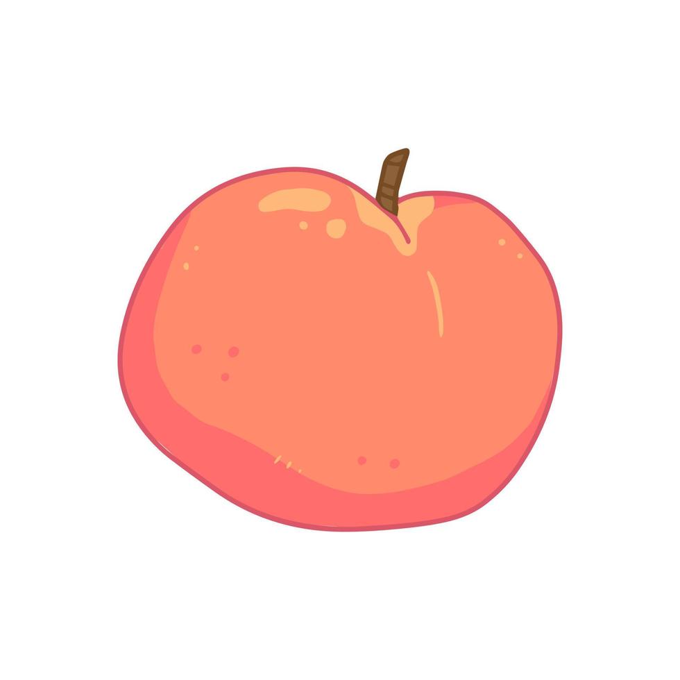 rosa persika i en söt tecknad stil. vektor mat isolerade illustration.