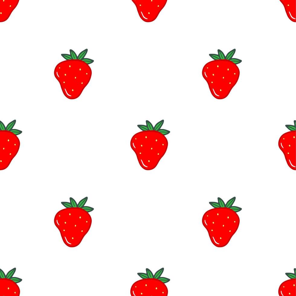 Nahtloses Muster mit roten Erdbeeren im Cartoon-Stil. Vektorlebensmittelillustrationshintergrund. vektor