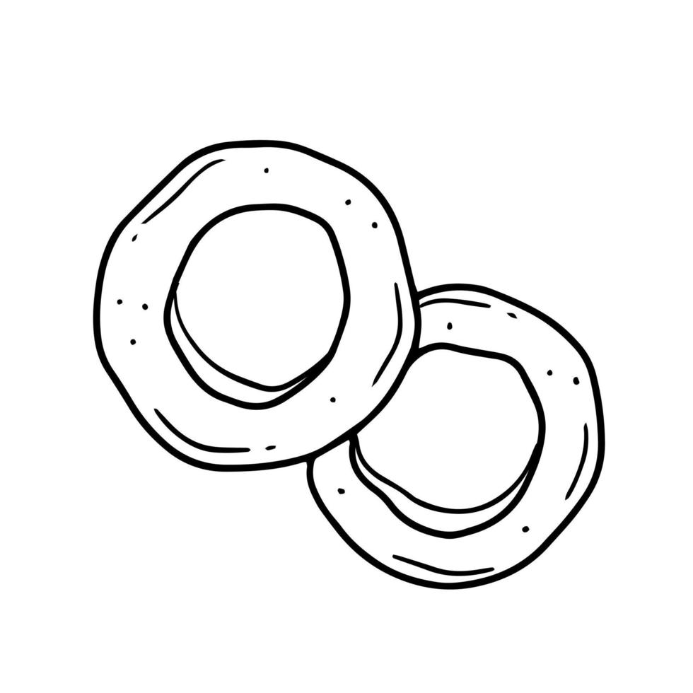 ett par bagels i en enkel linjär doodle-stil. vektor isolerad mat illustration.
