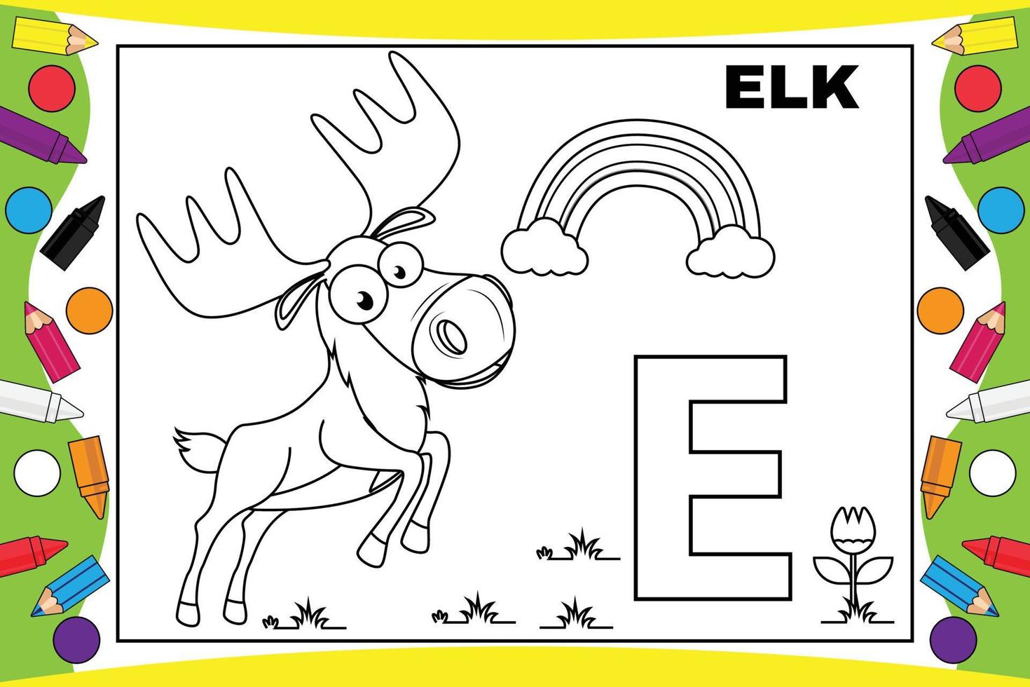 färbung elch cartoon mit alphabet für kinder vektor