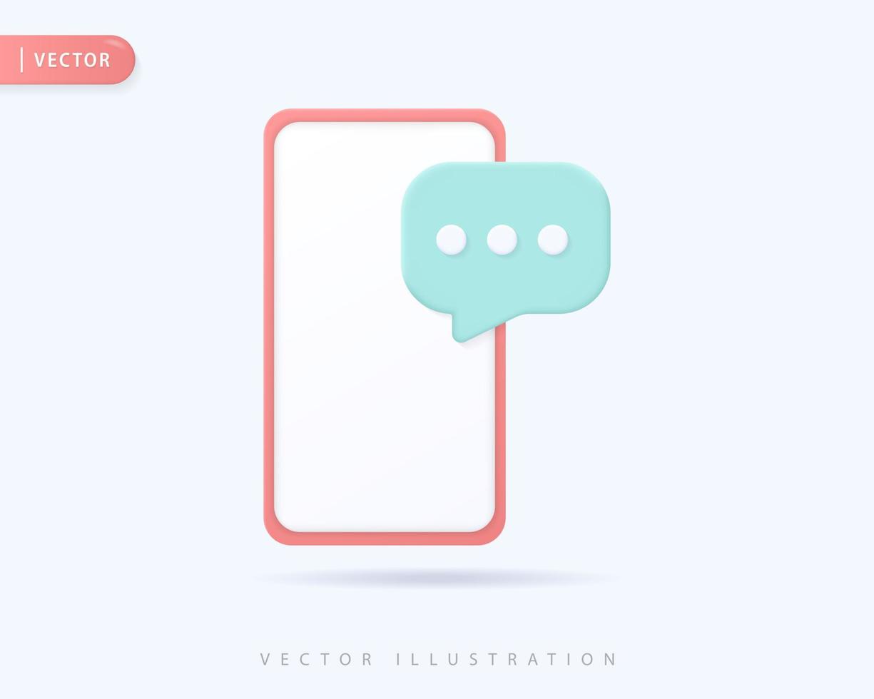 realistische 3D-Icon-Design-Illustrationen für Smartphone-Chats vektor
