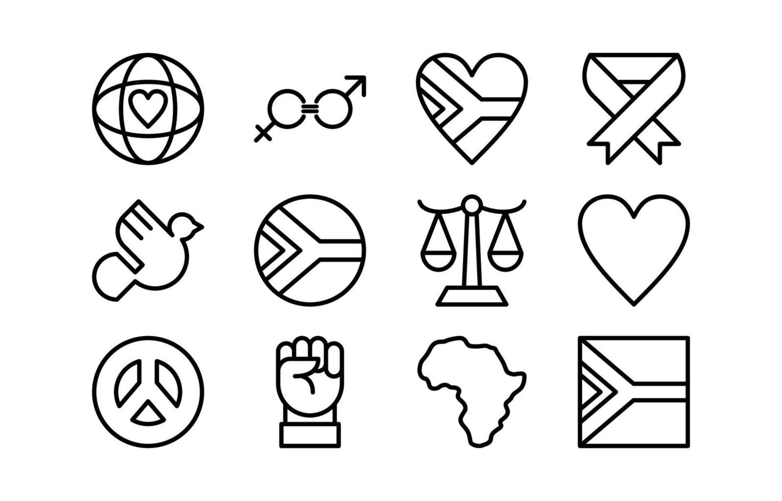 Nelson Mandela Day Icon-Sammlung vektor