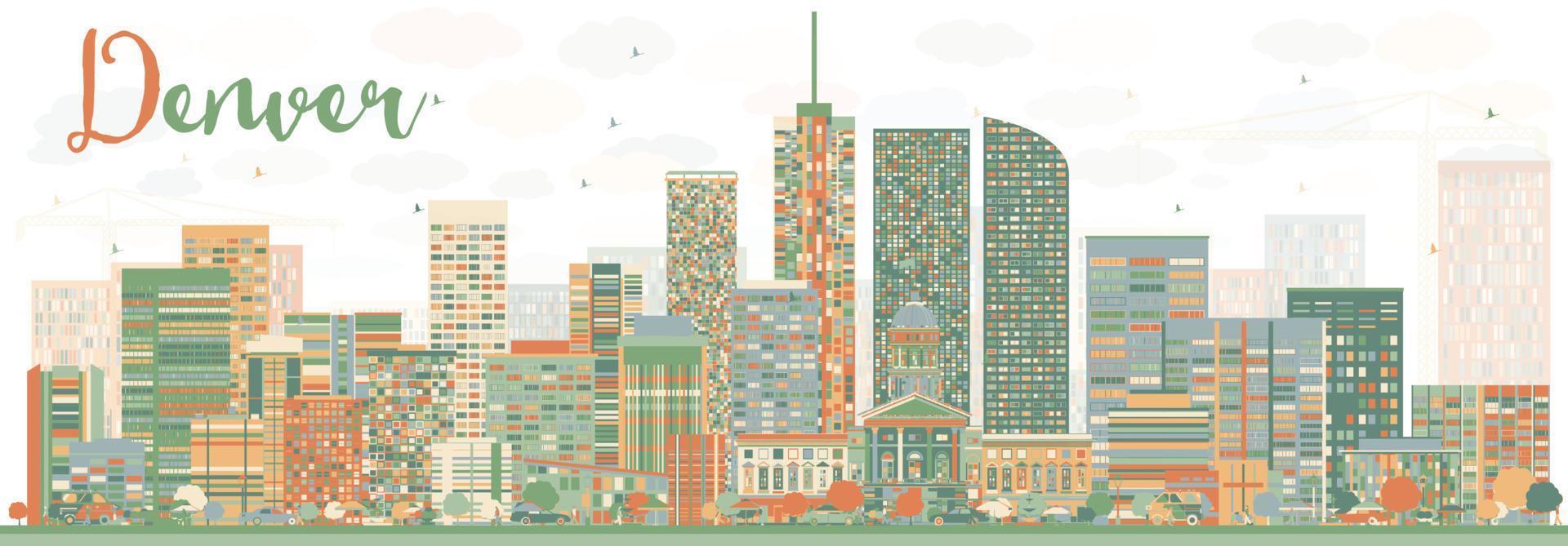 abstrakte Skyline von Denver mit farbigen Gebäuden. vektor