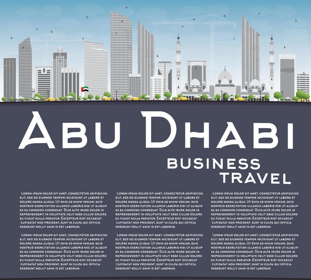 abu dhabi city skyline mit grauen gebäuden und kopierraum. vektor