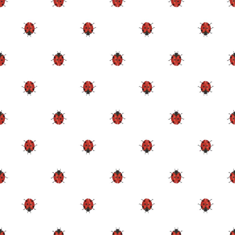 süßer Aufdruck mit roten Marienkäfern. frühling und sommer nahtloses muster mit insekten. flache vektorillustration vektor