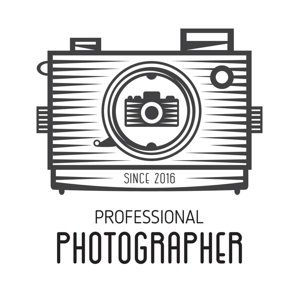 Retro-Vintage-Logo der alten Kamera für professionelle Fotografen. vektor