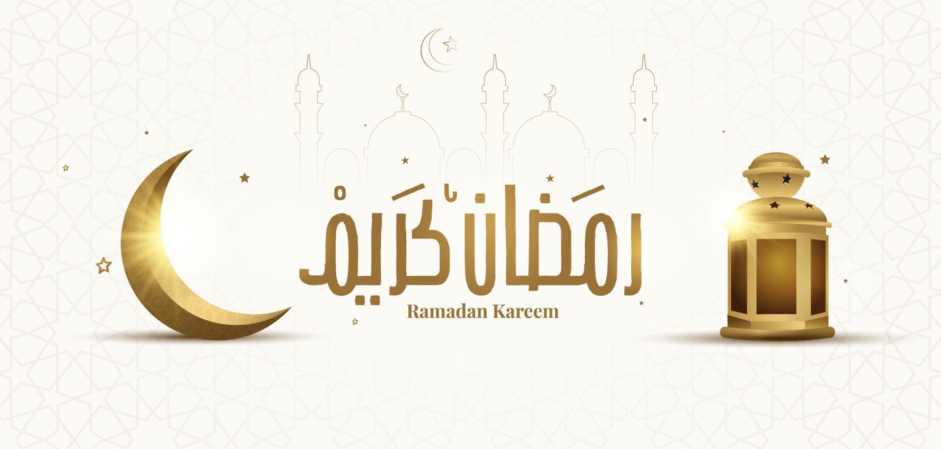 ramadan kareem mubarak islamiska gratulationskort i arabisk kalligrafi vektor. ramadan kareem vektortypografi. ramadan semester vektorillustration. ramadan kalligrafi i islamisk konst. vektor