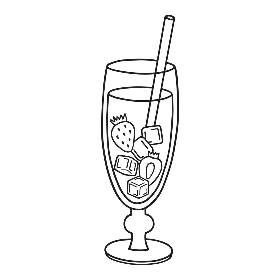 hand gezeichnetes tropisches exotisches cocktailgekritzel. sommerliches alkoholisches getränk im skizzenstil. Vektor-Illustration isoliert auf weißem Hintergrund. vektor