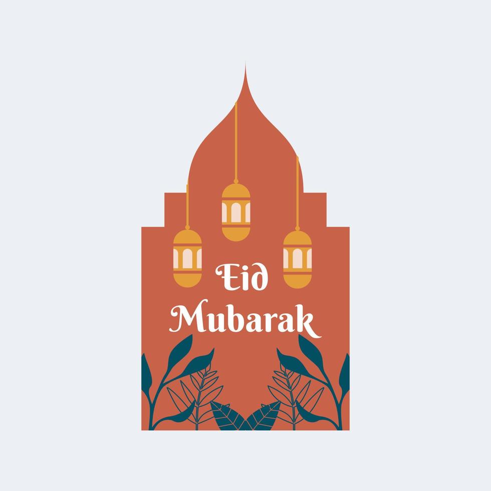 moderne eid mubarak islamische grußkartenvorlage ramadan und kann für tapetendesign, poster, medienbanner, hintergrund und druck verwendet werden. eid mubarak-vektorillustration vektor